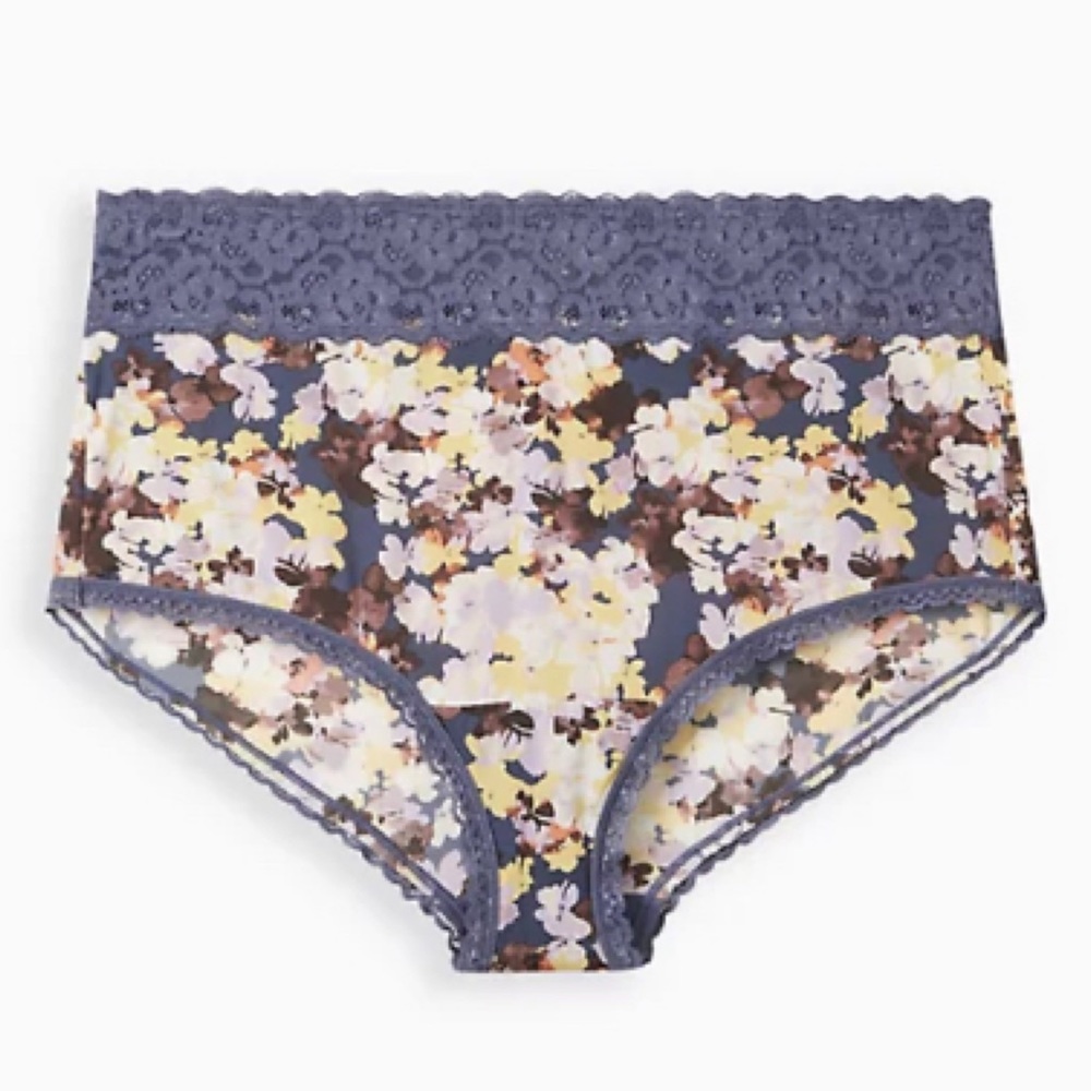 🆕 Floral Second Skin Mid Rise Brief Lace Trim Panty 2 2X 18 20 NWT Torrid New!